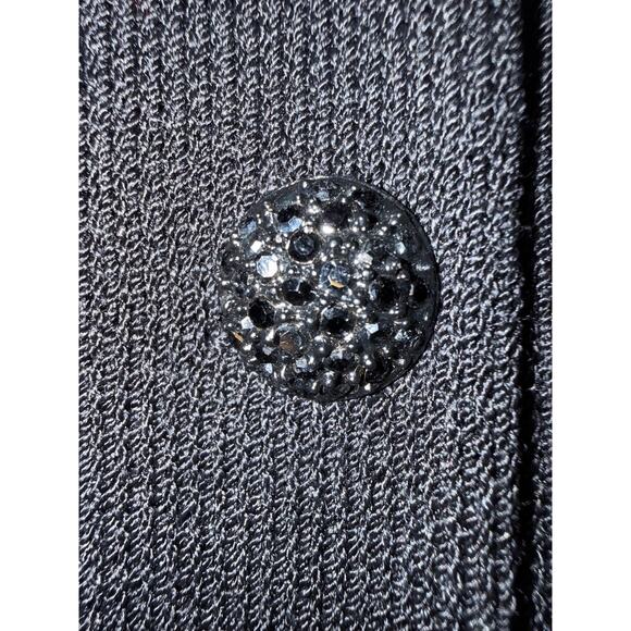 Vitali Knit Coat Womens 14 Black Wool Beaded Collar Rhinestone Buttons Made USA - Picture 3 of 16
